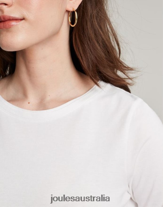 Joules Apparel Women Holly Crew Long Sleeve Top NVVNL5 CREAM