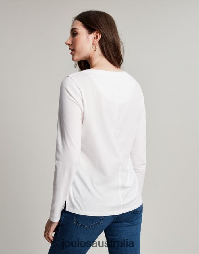 Joules Apparel Women Holly Crew Long Sleeve Top NVVNL5 CREAM