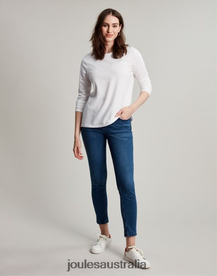 Joules Apparel Women Holly Crew Long Sleeve Top NVVNL5 CREAM