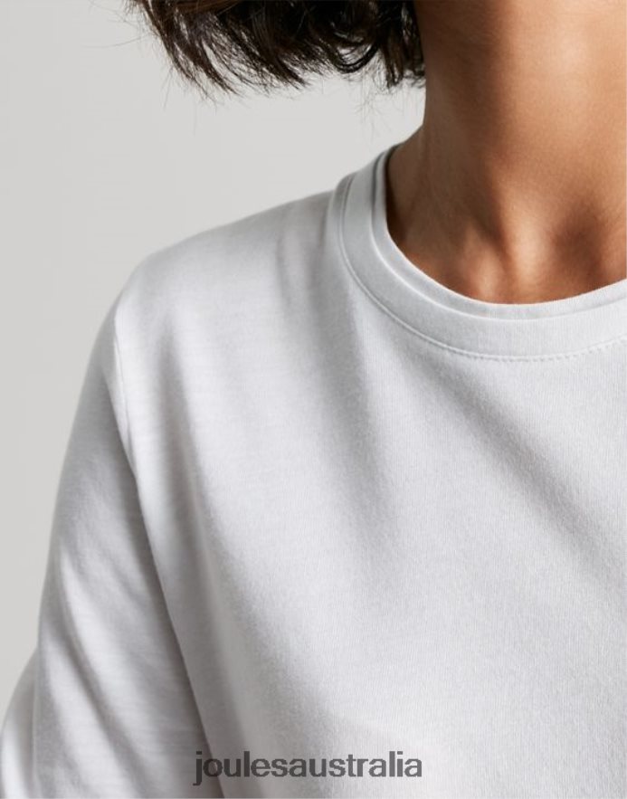 Joules Apparel Women Holly Crew Long Sleeve Top NVVNL62 WHITE