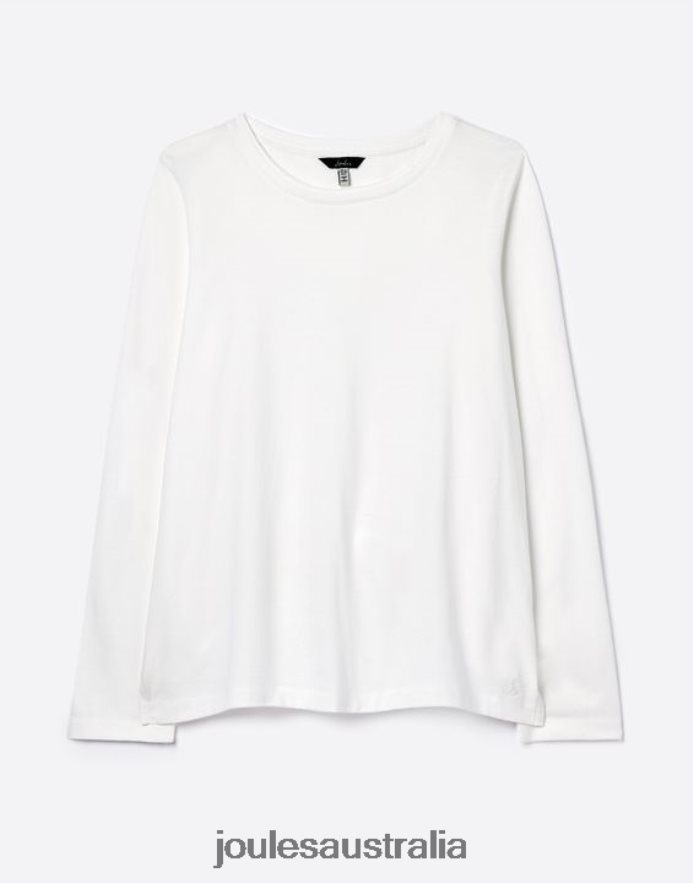 Joules Apparel Women Holly Crew Long Sleeve Top NVVNL62 WHITE