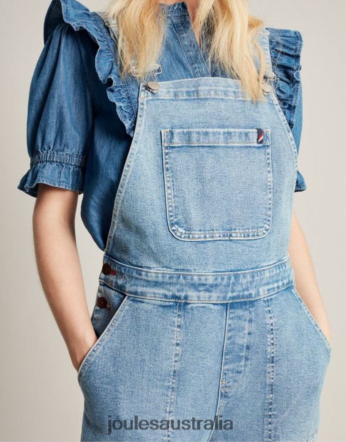 Joules Apparel Women Rampling Straight Leg Overalls NVVNL61 LIGHT INDIGO