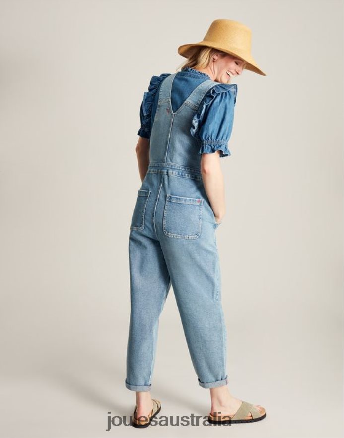 Joules Apparel Women Rampling Straight Leg Overalls NVVNL61 LIGHT INDIGO