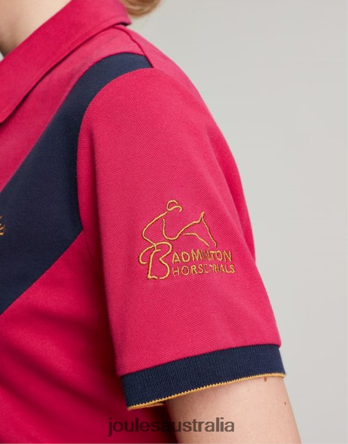 Joules Apparel Women Badminton Embellished Polo Shirt NVVNL107 DEEP RASPBERRY