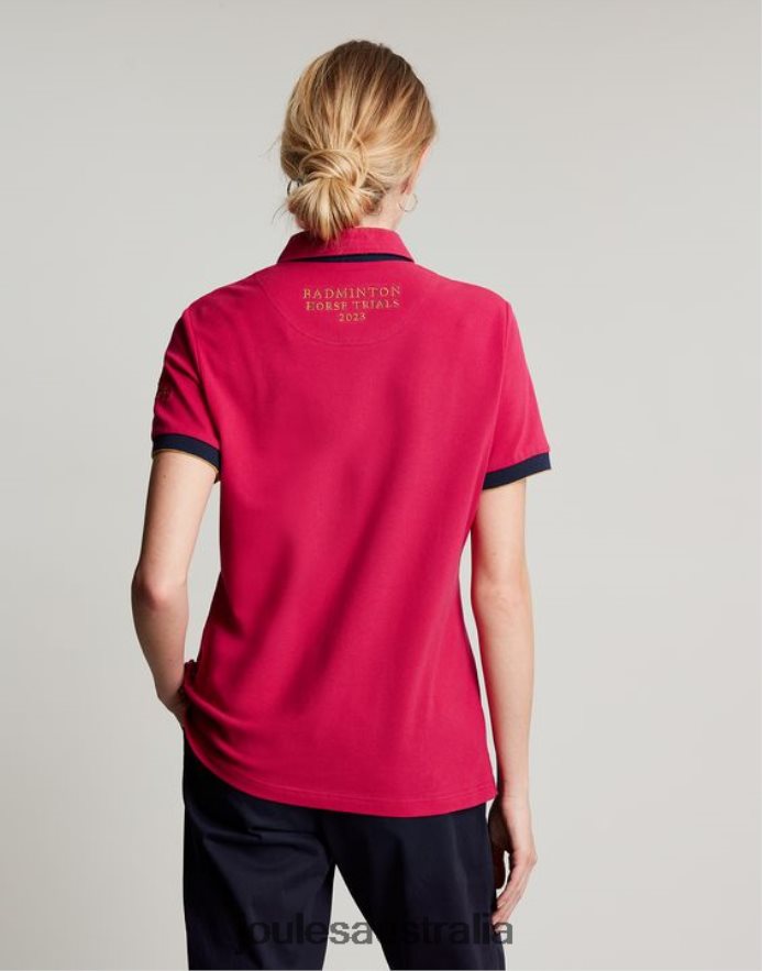 Joules Apparel Women Badminton Embellished Polo Shirt NVVNL107 DEEP RASPBERRY