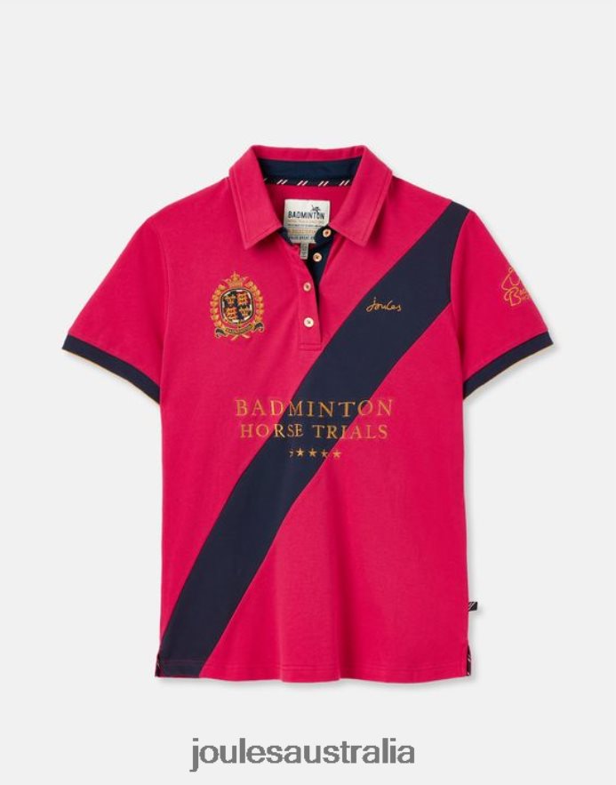 Joules Apparel Women Badminton Embellished Polo Shirt NVVNL107 DEEP RASPBERRY