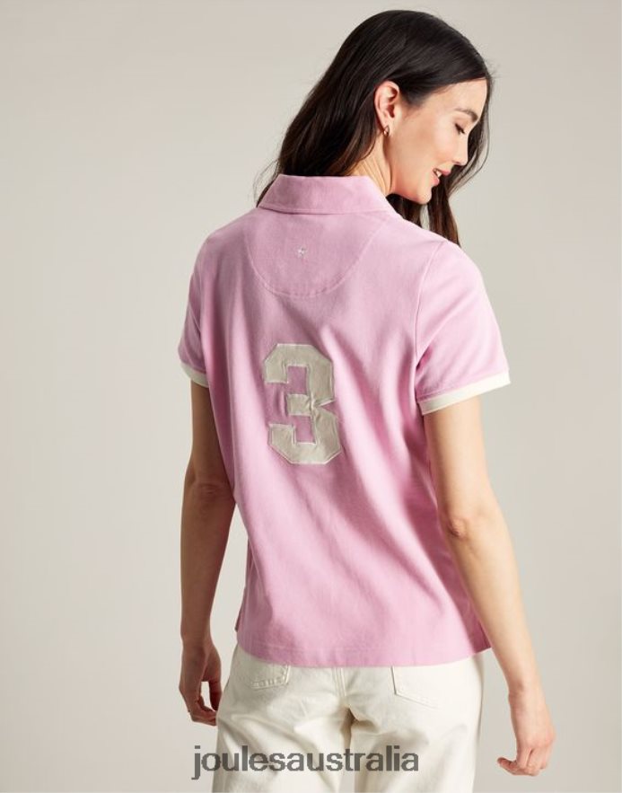 Joules Apparel Women Beaufort Polo Shirt NVVNL72 LIGHT PINK