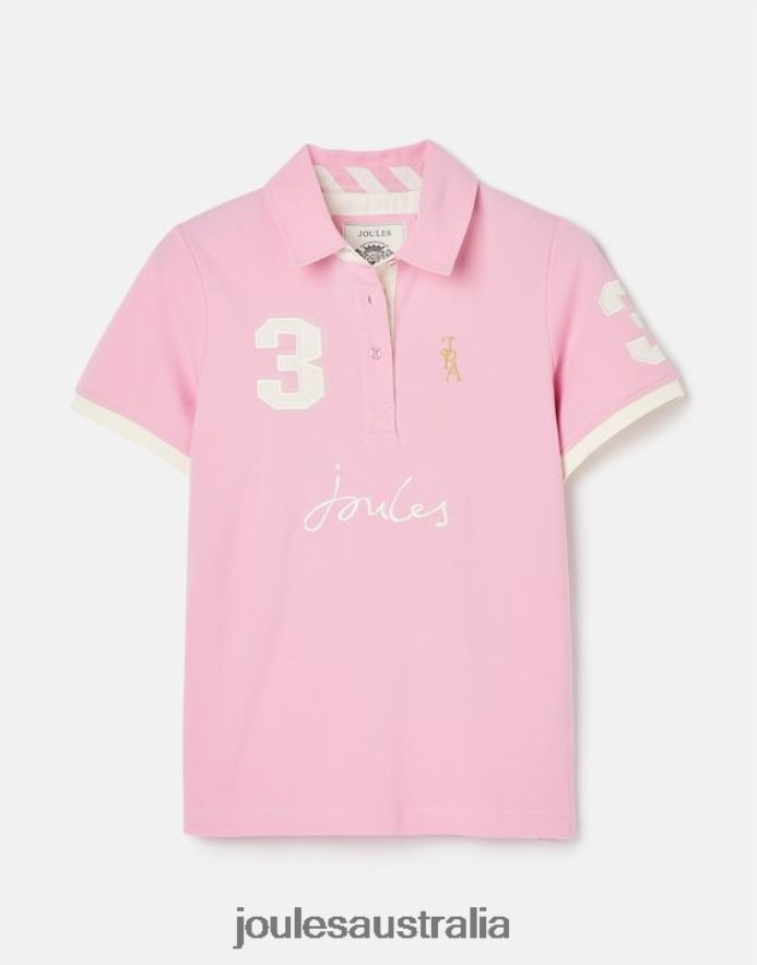 Joules Apparel Women Beaufort Polo Shirt NVVNL72 LIGHT PINK