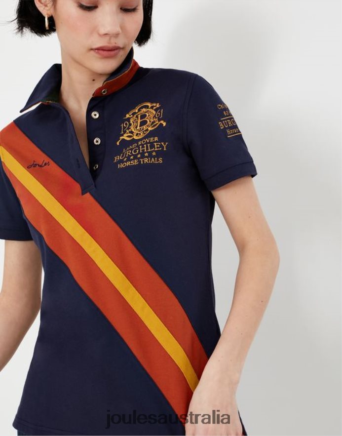 Joules Apparel Women Burghley Polo Shirt 2022 NVVNL135 FRENCH NAVY