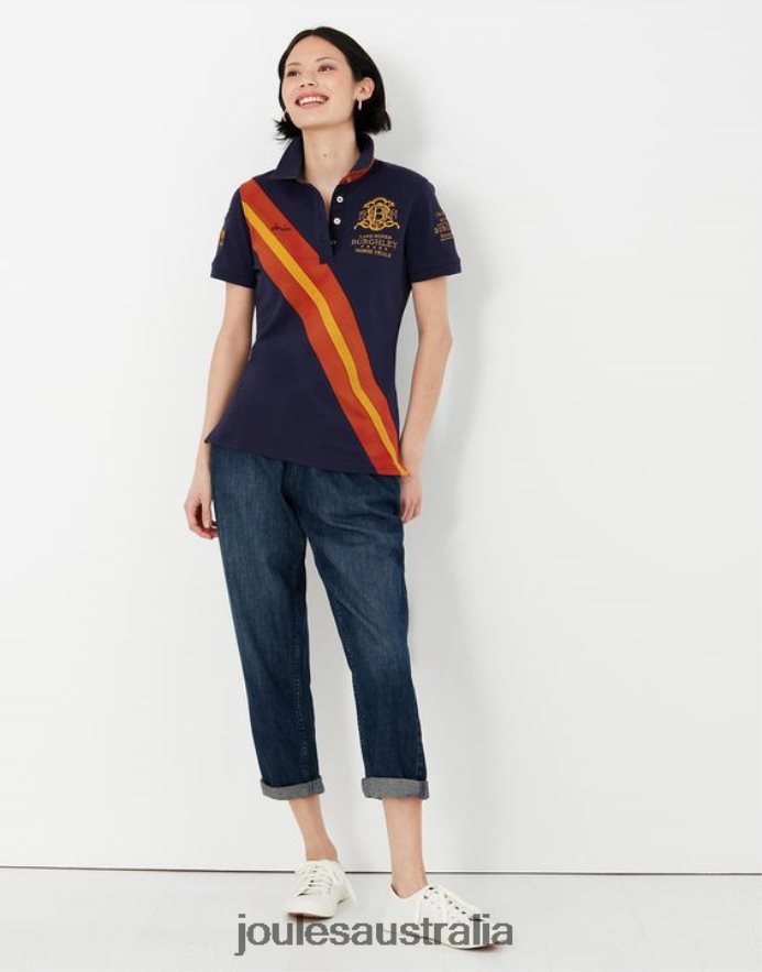 Joules Apparel Women Burghley Polo Shirt 2022 NVVNL135 FRENCH NAVY