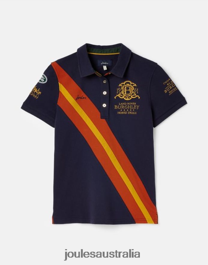 Joules Apparel Women Burghley Polo Shirt 2022 NVVNL135 FRENCH NAVY
