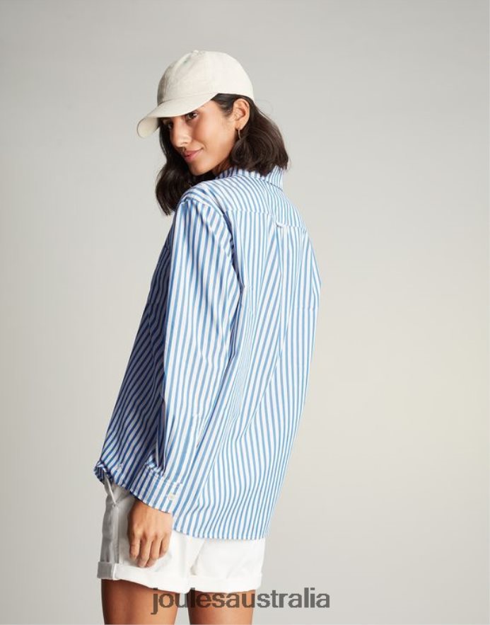 Joules Apparel Women Amilla Dropped Shoulder Shirt NVVNL3 BLUE STRIPE