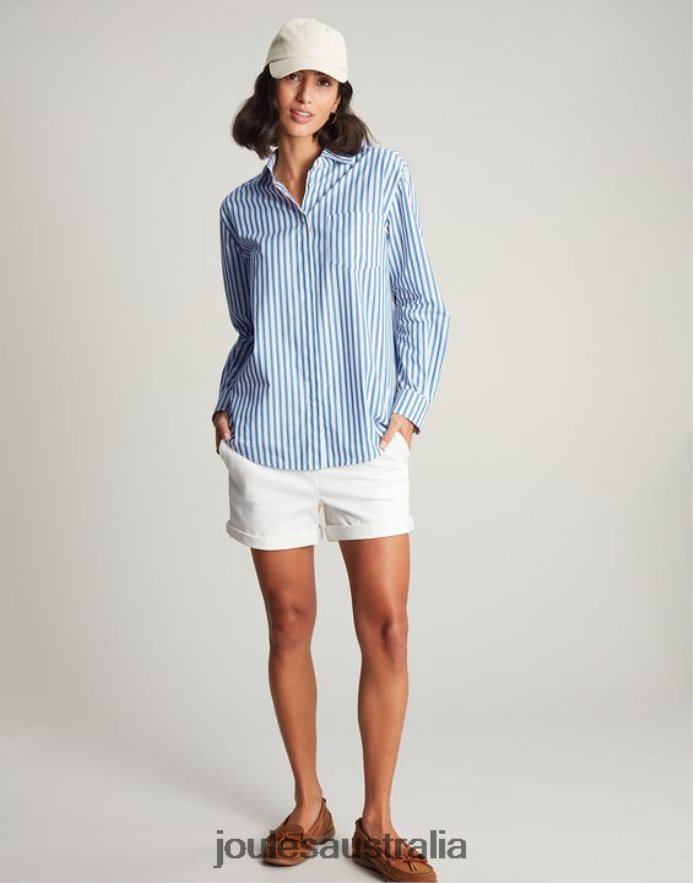 Joules Apparel Women Amilla Dropped Shoulder Shirt NVVNL3 BLUE STRIPE