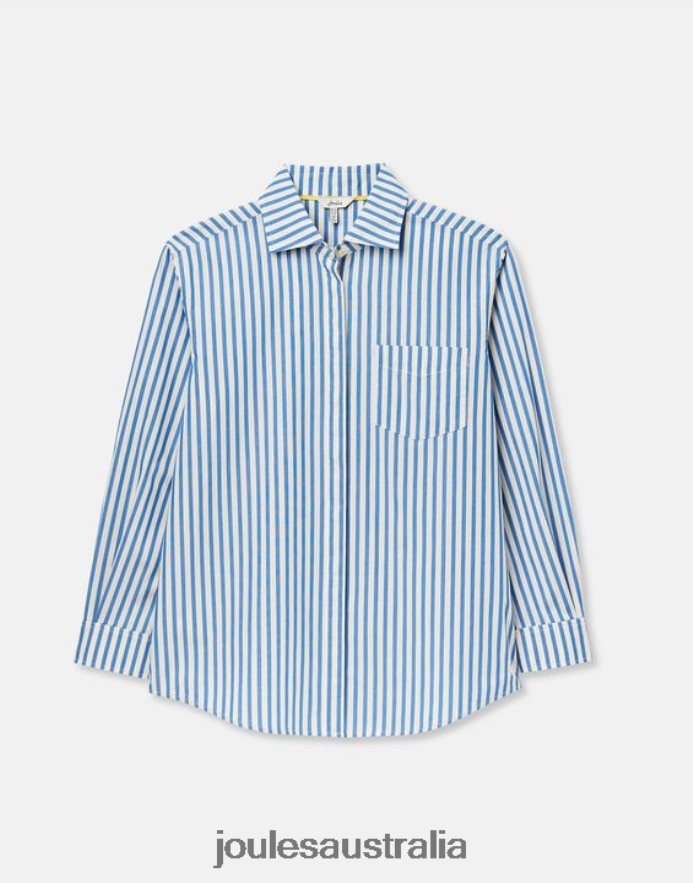 Joules Apparel Women Amilla Dropped Shoulder Shirt NVVNL3 BLUE STRIPE