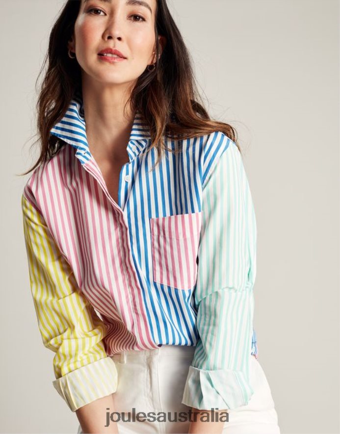 Joules Apparel Women Amilla Dropped Shoulder Shirt NVVNL63 HOTCH POTCH STRIPE