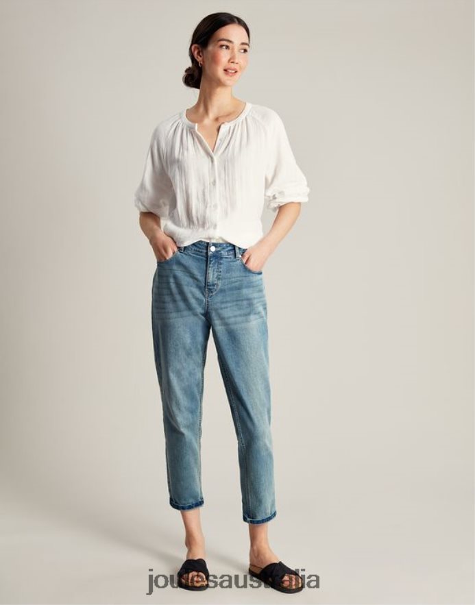 Joules Apparel Women Calais Button Through Blouse NVVNL115 BRIGHT WHITE