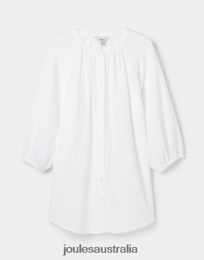 Joules Apparel Women Calais Button Through Blouse NVVNL115 BRIGHT WHITE