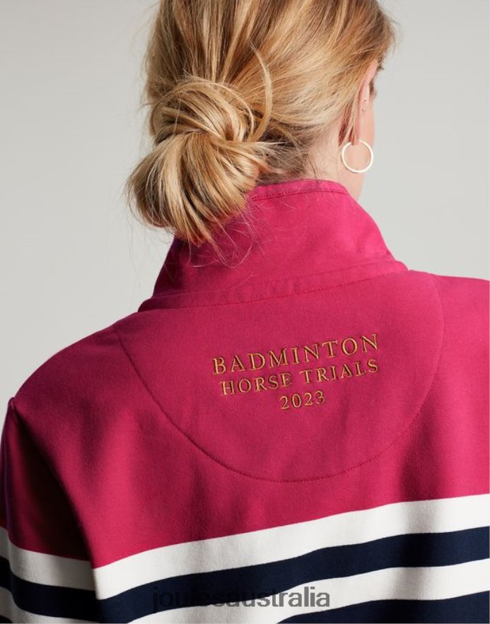 Joules Apparel Women Badminton Saunton Funnel Neck Sweatshirt NVVNL28 PINK NAVY STRIPE