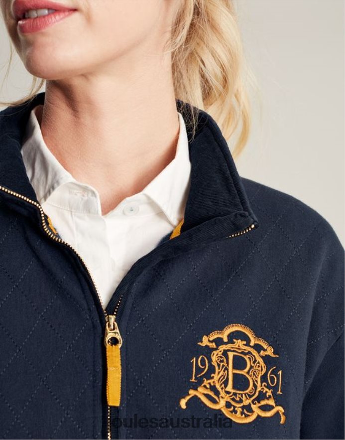 Joules Apparel Women Burghley 1/4 Zip Quilted Sweatshirt NVVNL112 FRENCH NAVY