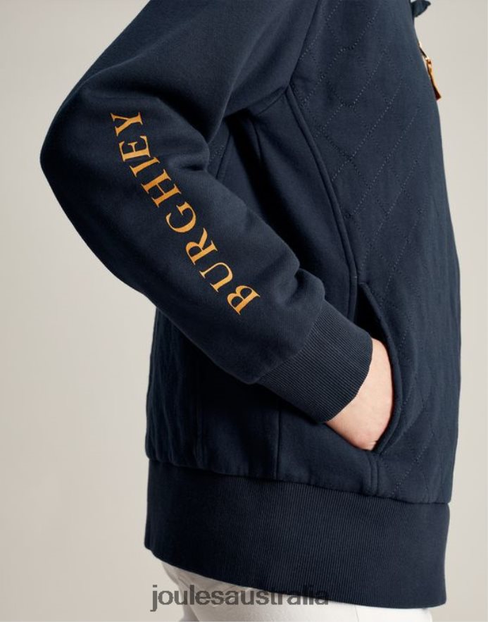 Joules Apparel Women Burghley 1/4 Zip Quilted Sweatshirt NVVNL112 FRENCH NAVY