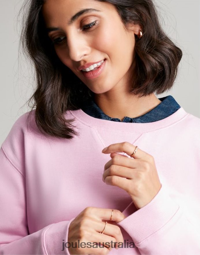 Joules Apparel Women Monique Crew Neck Sweatshirt NVVNL65 DAWN PINK