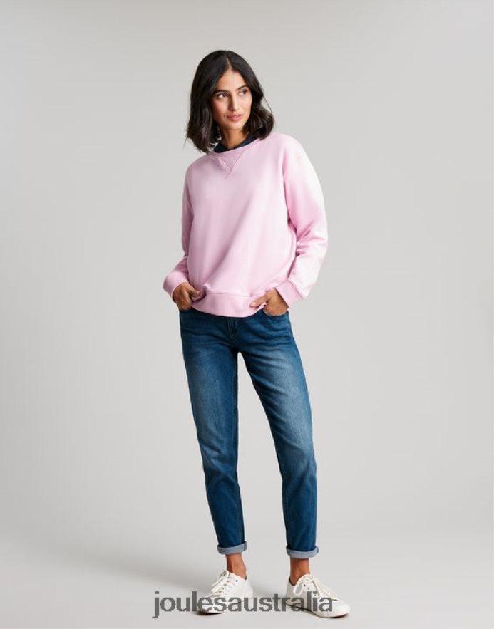 Joules Apparel Women Monique Crew Neck Sweatshirt NVVNL65 DAWN PINK