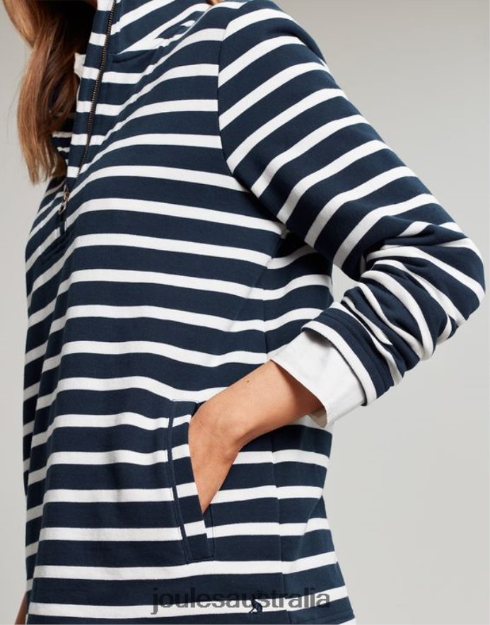Joules Apparel Women Pip Stripe Sweatshirt NVVNL27 NAVY CREME STRIPE