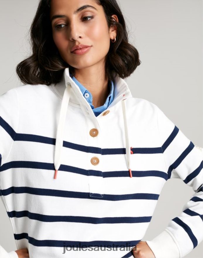 Joules Apparel Women Southwold Funnel Neck Sweatshirt NVVNL22 NAVY CREME STRIPE