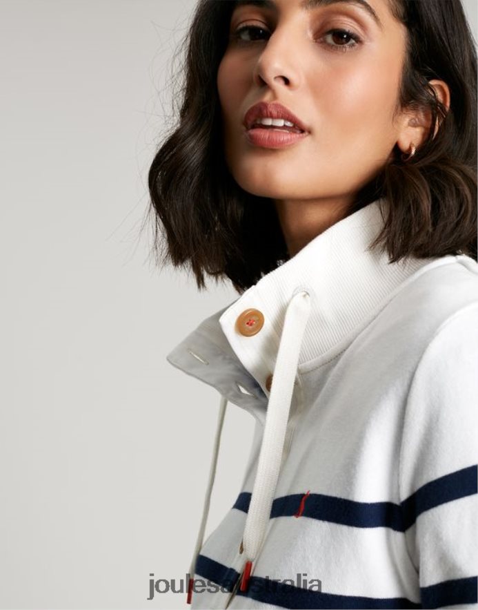 Joules Apparel Women Southwold Funnel Neck Sweatshirt NVVNL22 NAVY CREME STRIPE