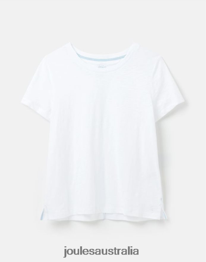 Joules Apparel Women Carley Solid Classic Crew T-Shirt NVVNL103 BRIGHT WHITE