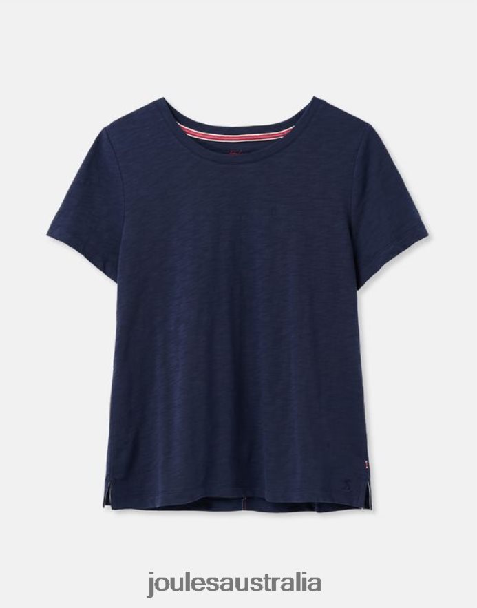Joules Apparel Women Carley Solid Classic Crew T-Shirt NVVNL76 FRENCH NAVY