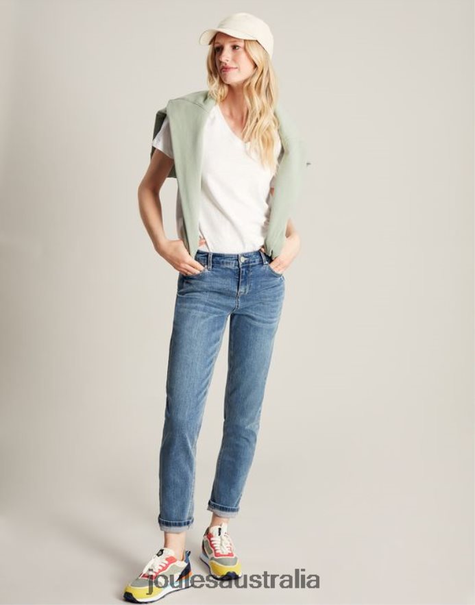Joules Apparel Women Celina Solid V Neck T-Shirt NVVNL60 BRIGHT WHITE