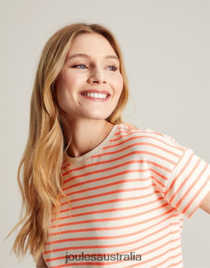 Joules Apparel Women Macey Striped Short Sleeve T-Shirt NVVNL33 PINK STRIPE