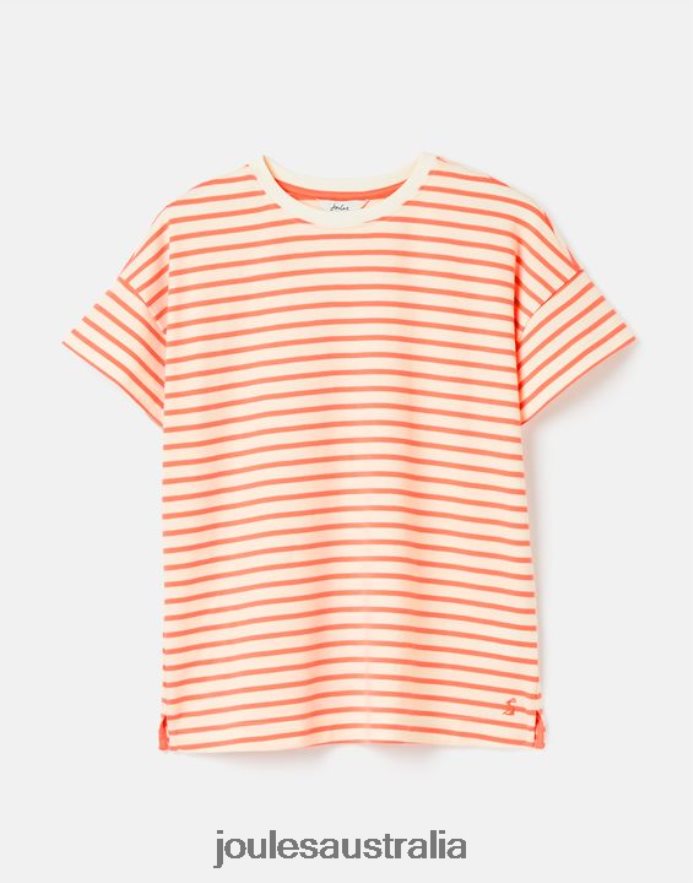 Joules Apparel Women Macey Striped Short Sleeve T-Shirt NVVNL33 PINK STRIPE