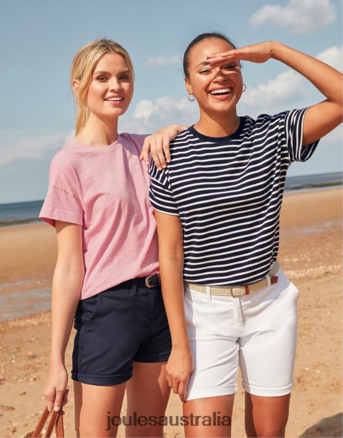 Joules Apparel Women Macey Striped Short Sleeve T-Shirt NVVNL54 NAVY STRIPE