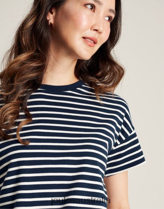 Joules Apparel Women Macey Striped Short Sleeve T-Shirt NVVNL54 NAVY STRIPE