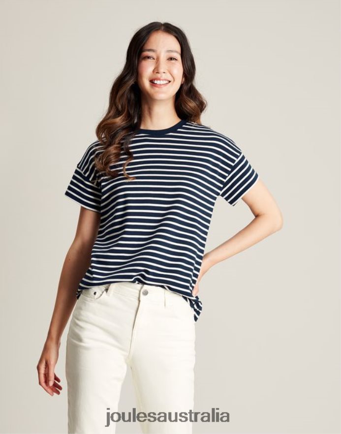 Joules Apparel Women Macey Striped Short Sleeve T-Shirt NVVNL54 NAVY STRIPE