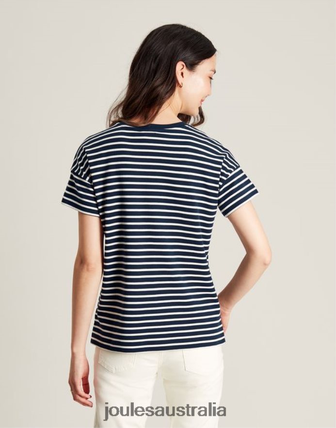 Joules Apparel Women Macey Striped Short Sleeve T-Shirt NVVNL54 NAVY STRIPE