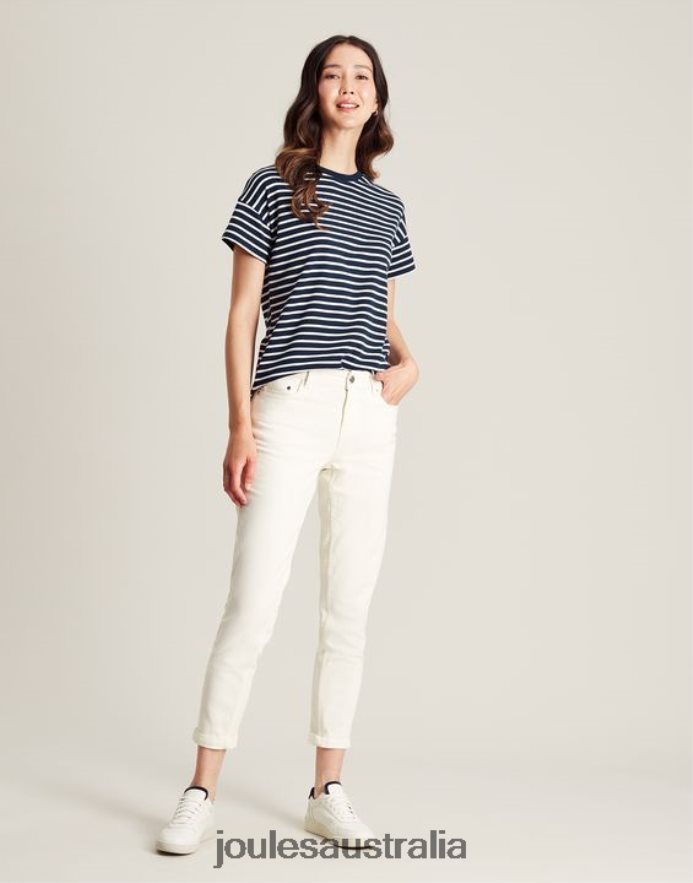 Joules Apparel Women Macey Striped Short Sleeve T-Shirt NVVNL54 NAVY STRIPE