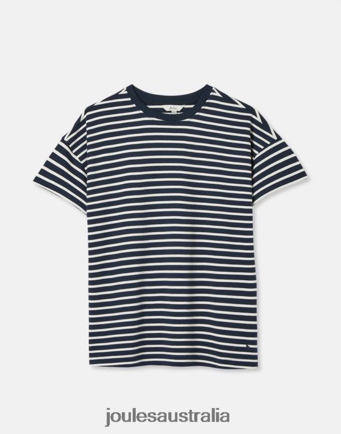 Joules Apparel Women Macey Striped Short Sleeve T-Shirt NVVNL54 NAVY STRIPE