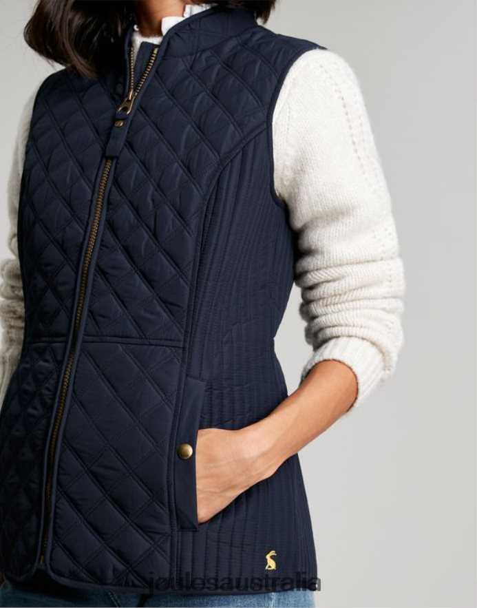 Joules Apparel Women Minx Diamond quilted vest NVVNL35 MARINE NAVY