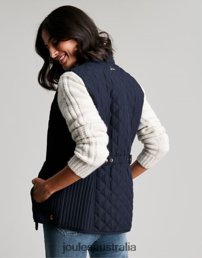 Joules Apparel Women Minx Diamond quilted vest NVVNL35 MARINE NAVY