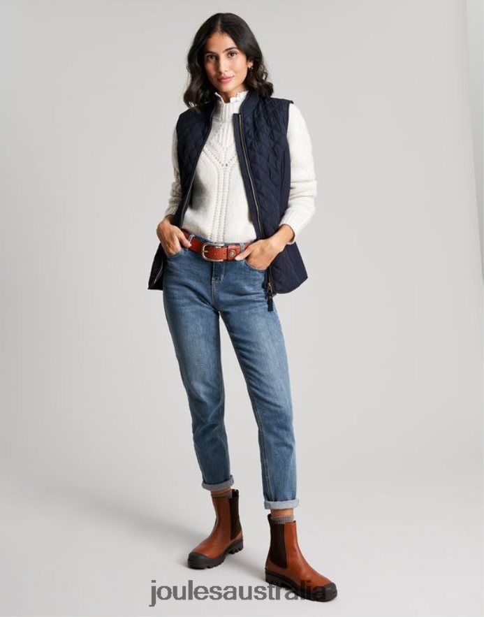 Joules Apparel Women Minx Diamond quilted vest NVVNL35 MARINE NAVY